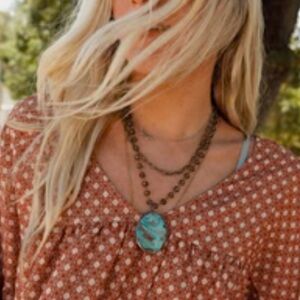 Three Bird Nest “Dezi” Turquoise Pendant Necklace NWOT